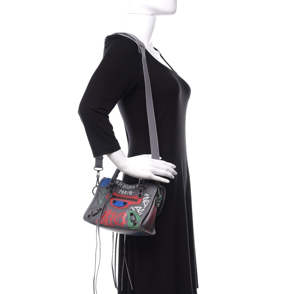 SOLD Balenciaga Agneau Graffiti Mini City Grey - Picture 7 of 8